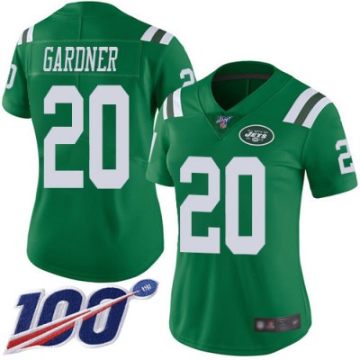 Nike New York Jets #20 Ahmad Sauce Gardner Green Women's Stitched NFL Limited Rush 100th Season Jersey